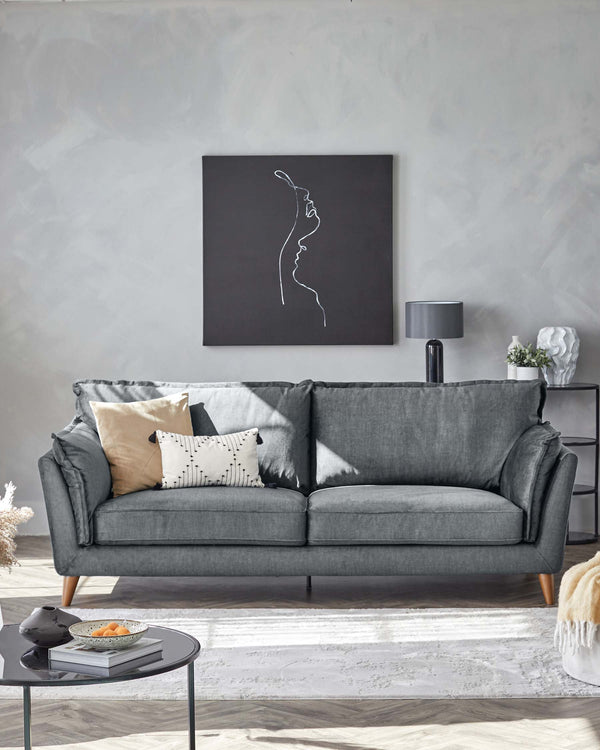 otto chenille 3 seater sofa light grey