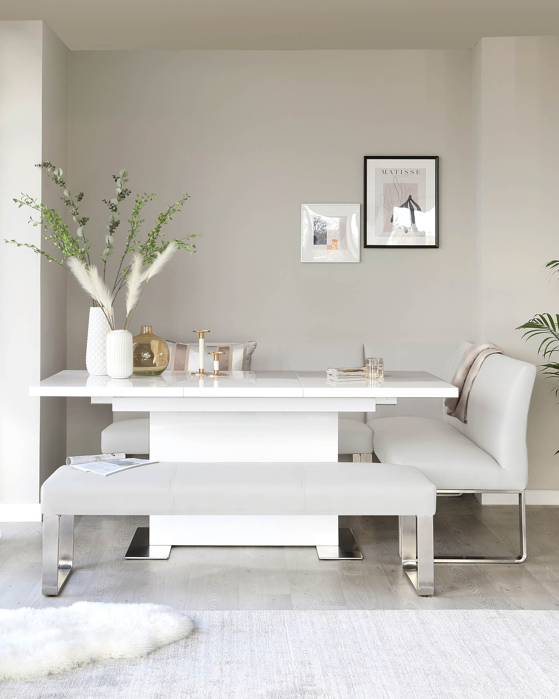 Loop Seater Faux Leather Bench with Backrest Danetti