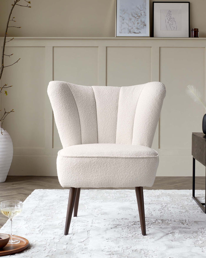 ottilie boucle accent chair with wenge leg ivory