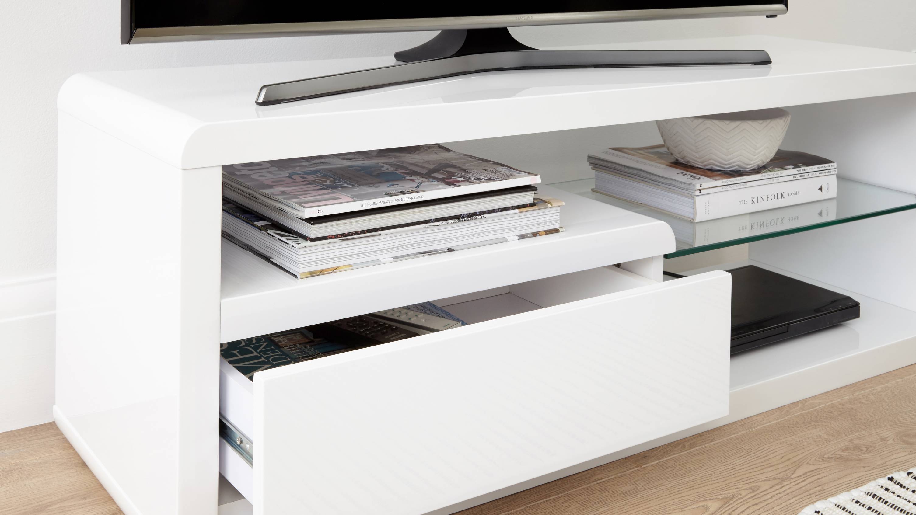Alessia Compact White Gloss TV Table