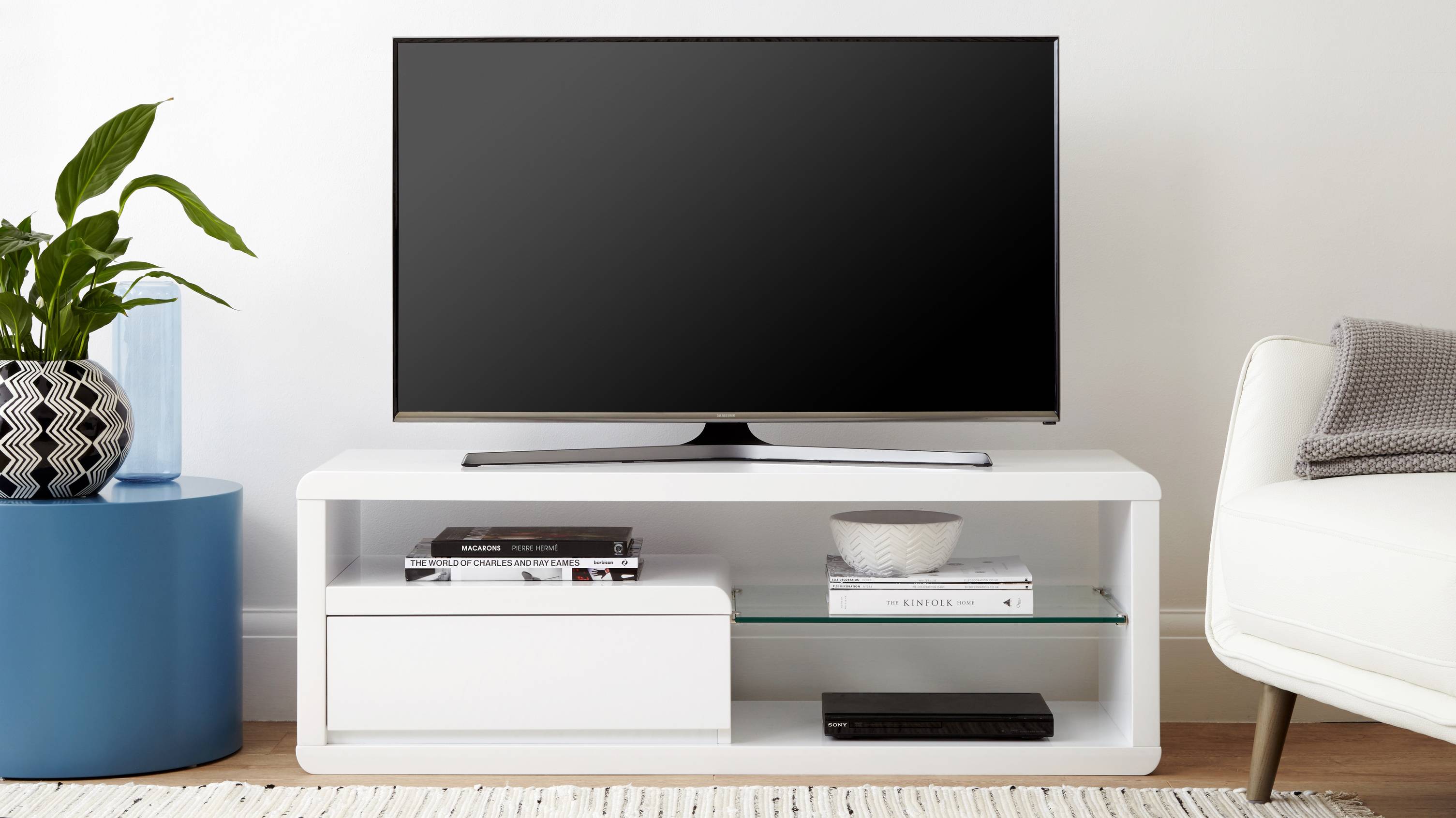 Alessia Compact White Gloss TV Table
