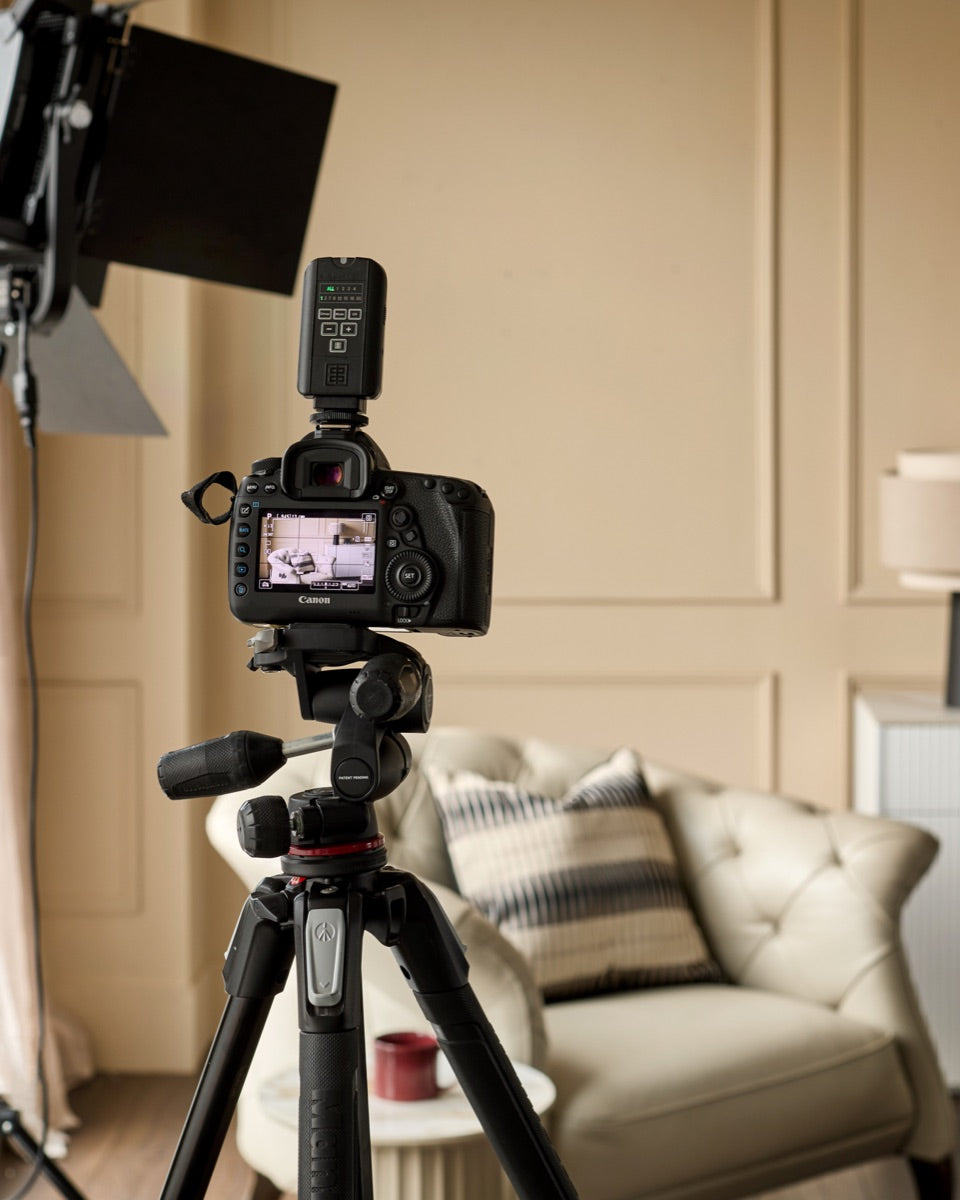 Studio camera photographing a Danetti product