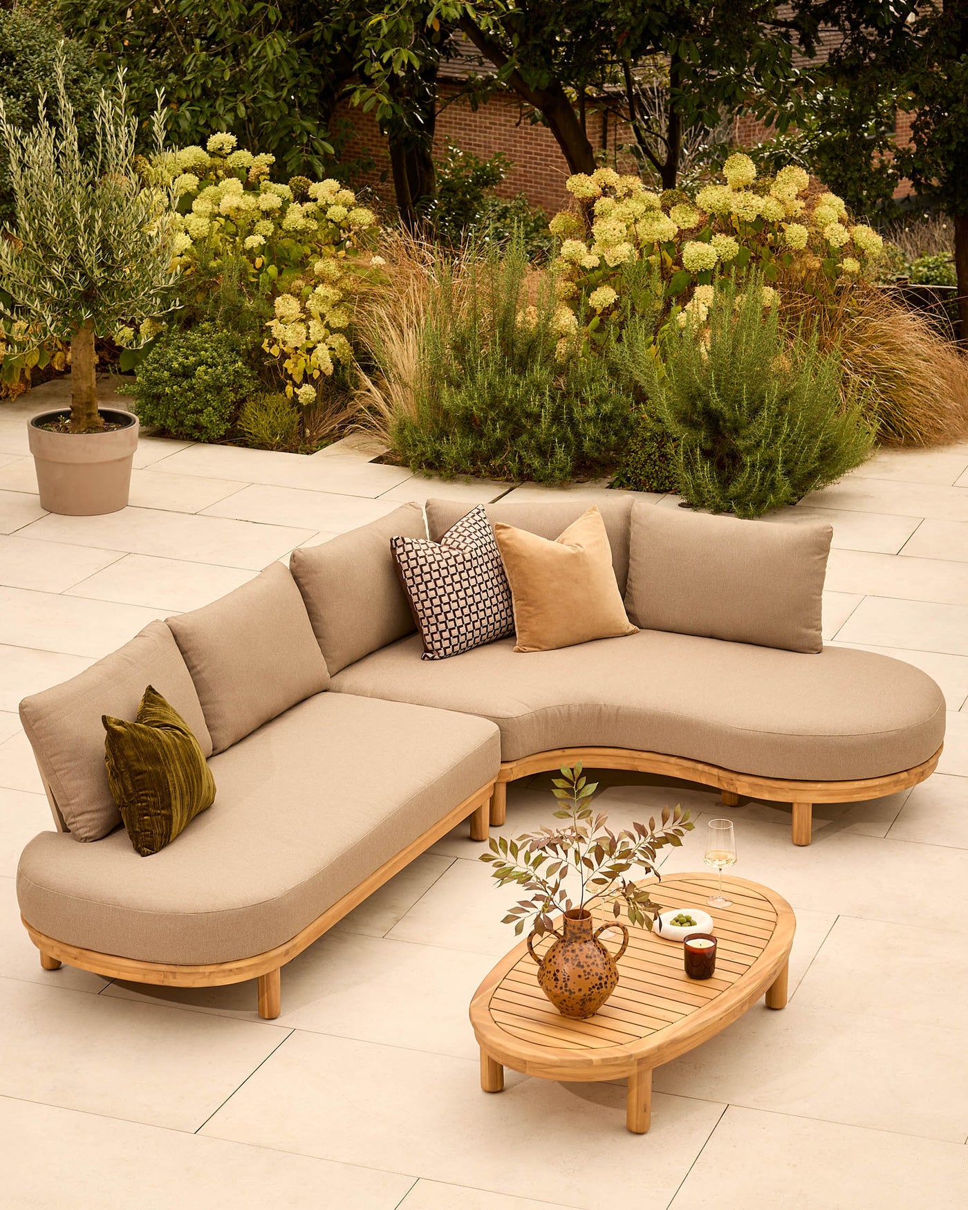 Outdoor Corner Benches with Seasons in Colour