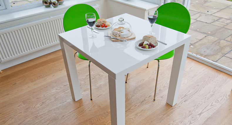 Designer Dining Table + Coloured Dining Chairs = Modern Dining Room Set