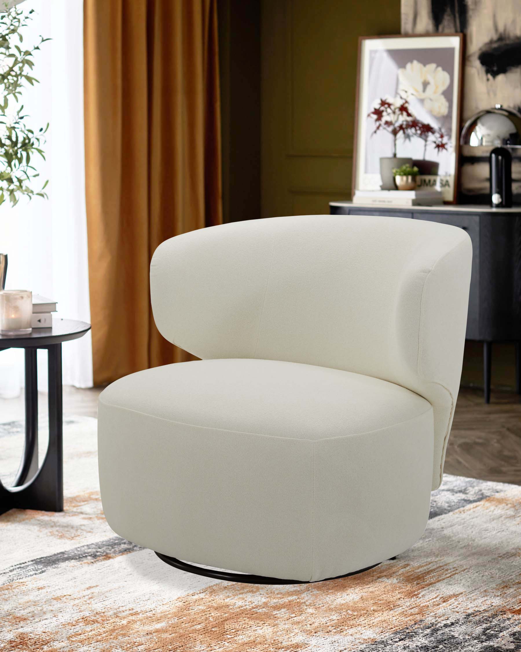 Landon ivory boucle swivel accent chair – Danetti