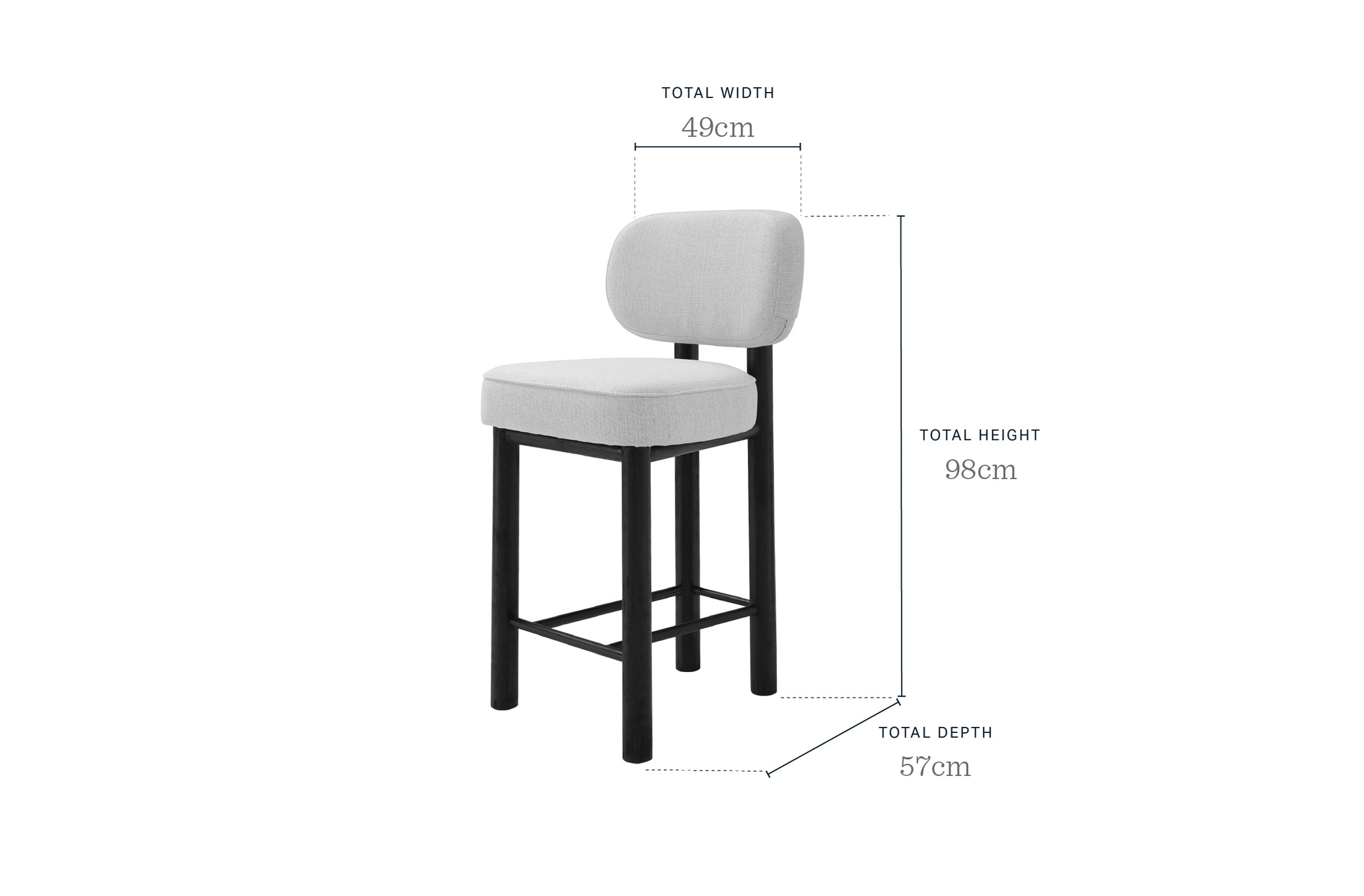 Henley ivory dual tone fabric bar stool