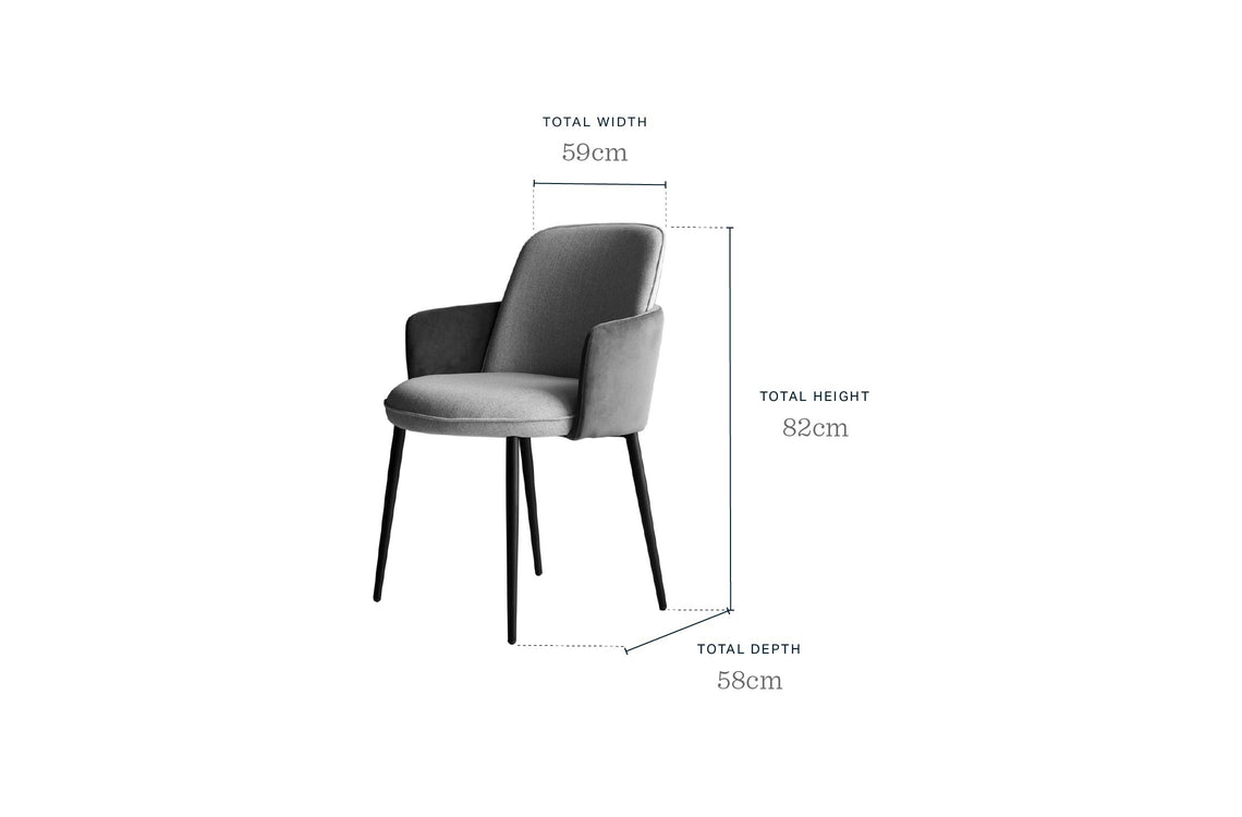 Wren grey fabric and black faux leather dining chair