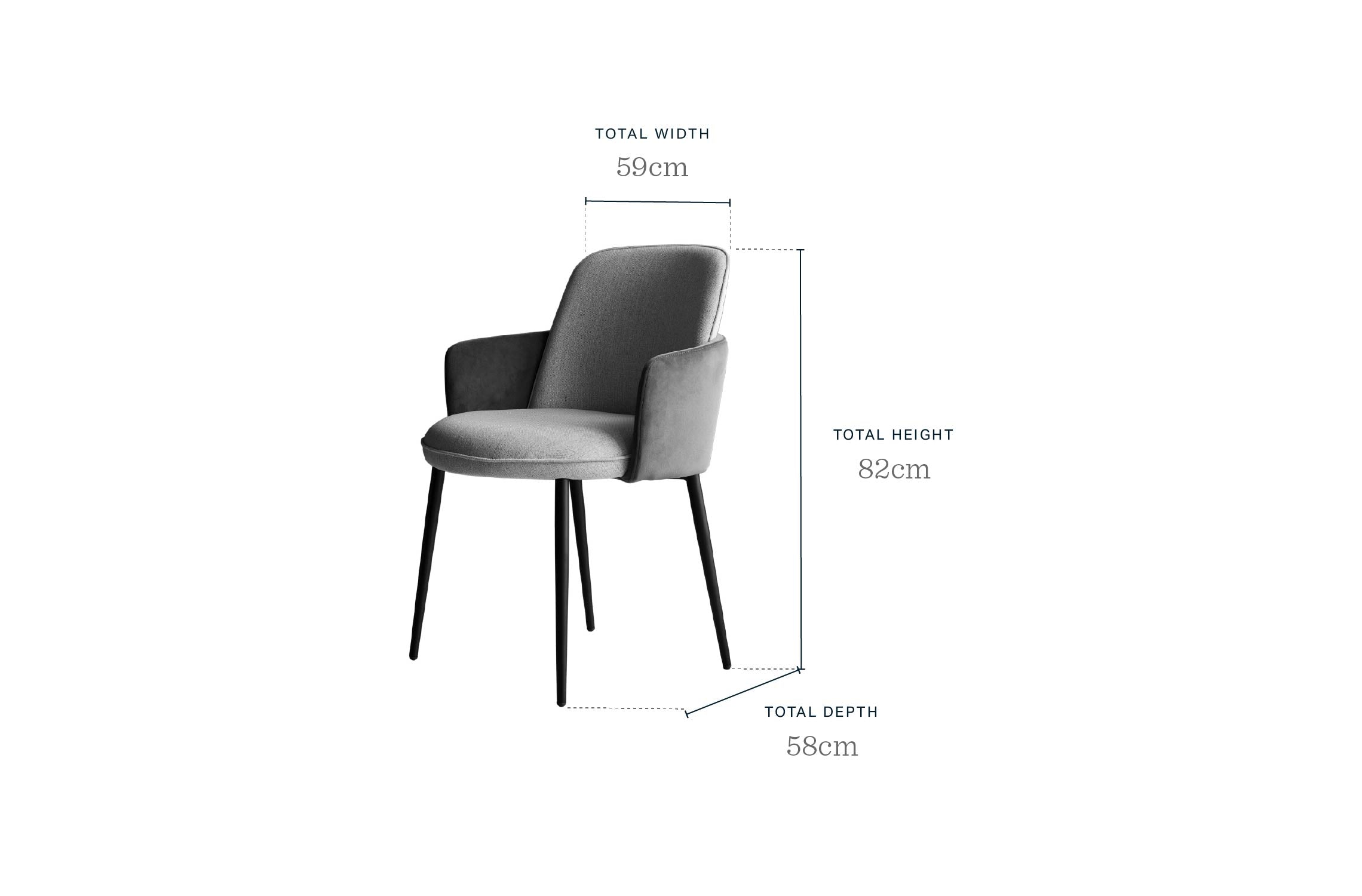 Wren grey fabric and black faux leather dining chair