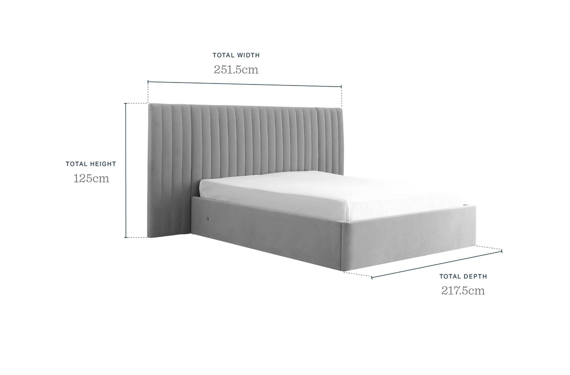 Amalfi Luxe Champagne Velvet King Size Ottoman Storage Bed