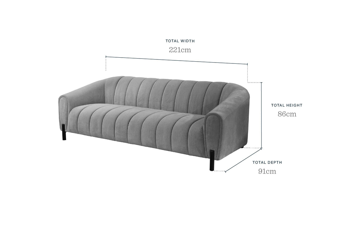 Kendra mocha fabric 3 seater sofa