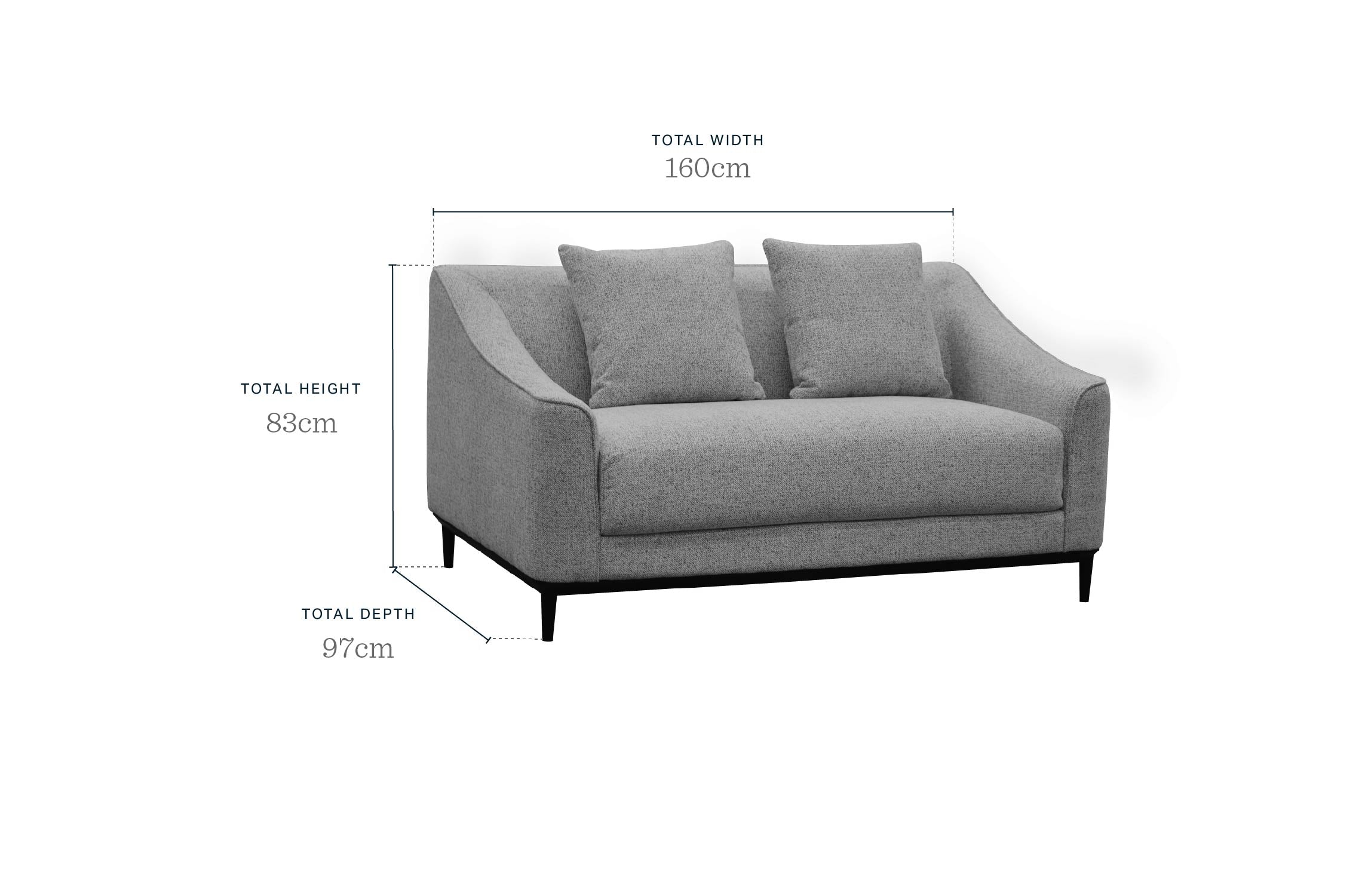 Julep grey fabric 2 seater sofa