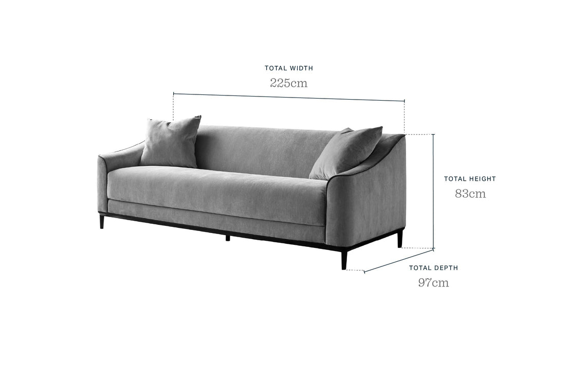 Julep champagne fabric 3 seater sofa