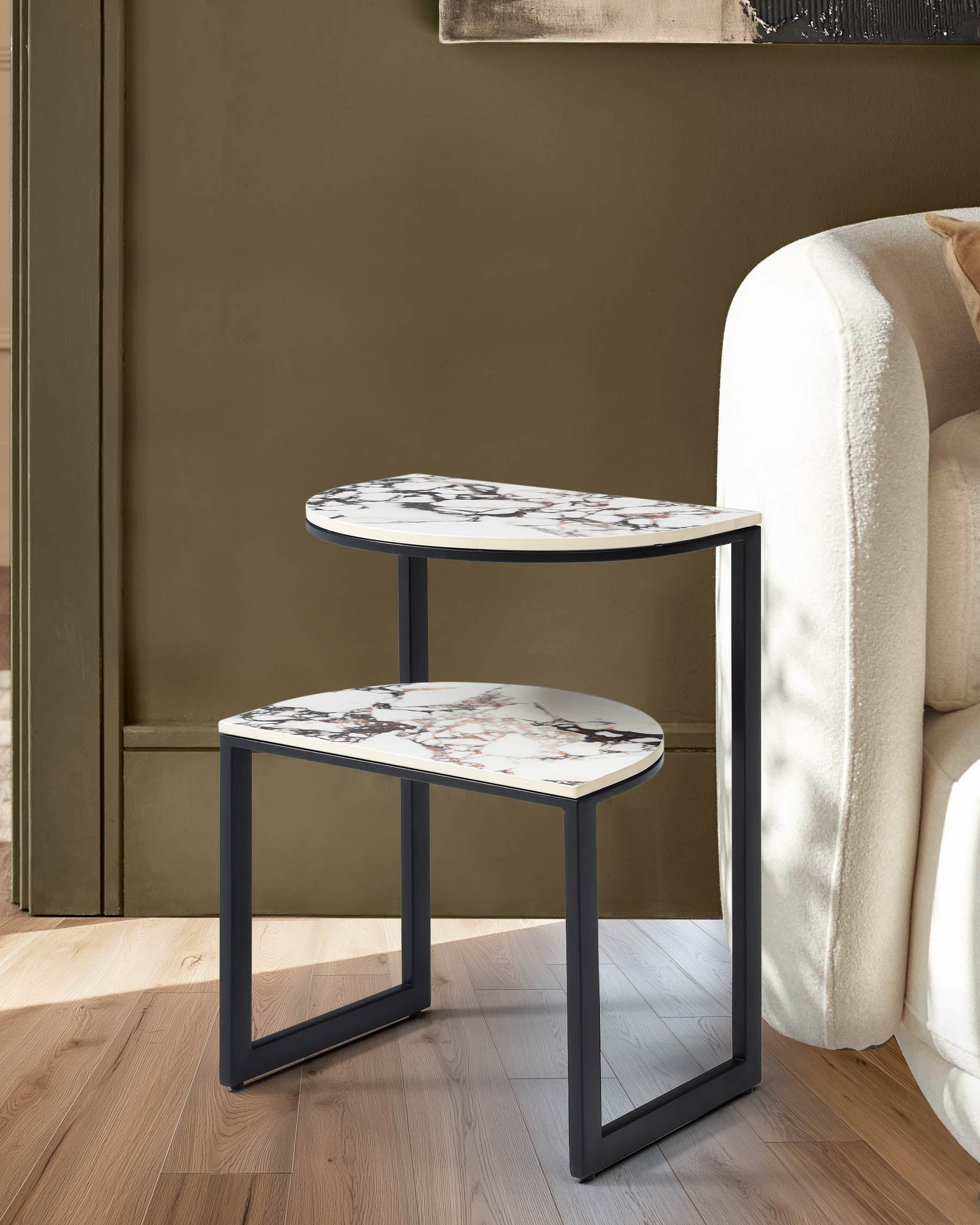 Demi white calacatta ceramic side table – Danetti