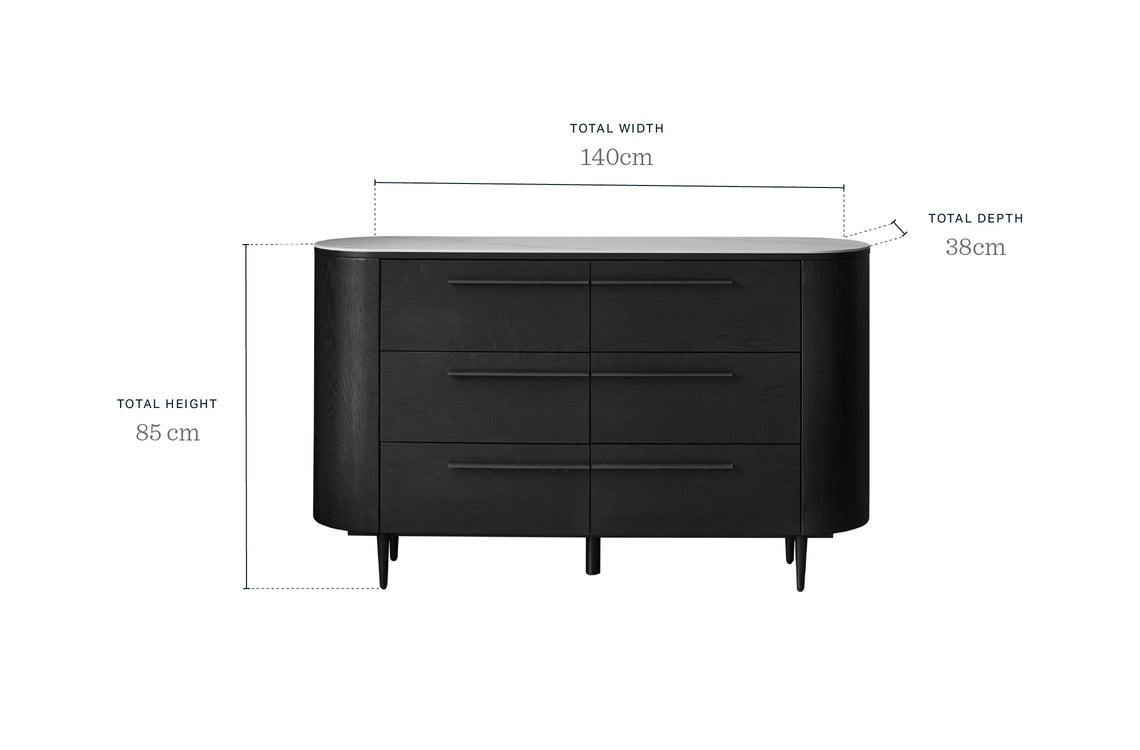 Manhattan white ceramic chest of drawers