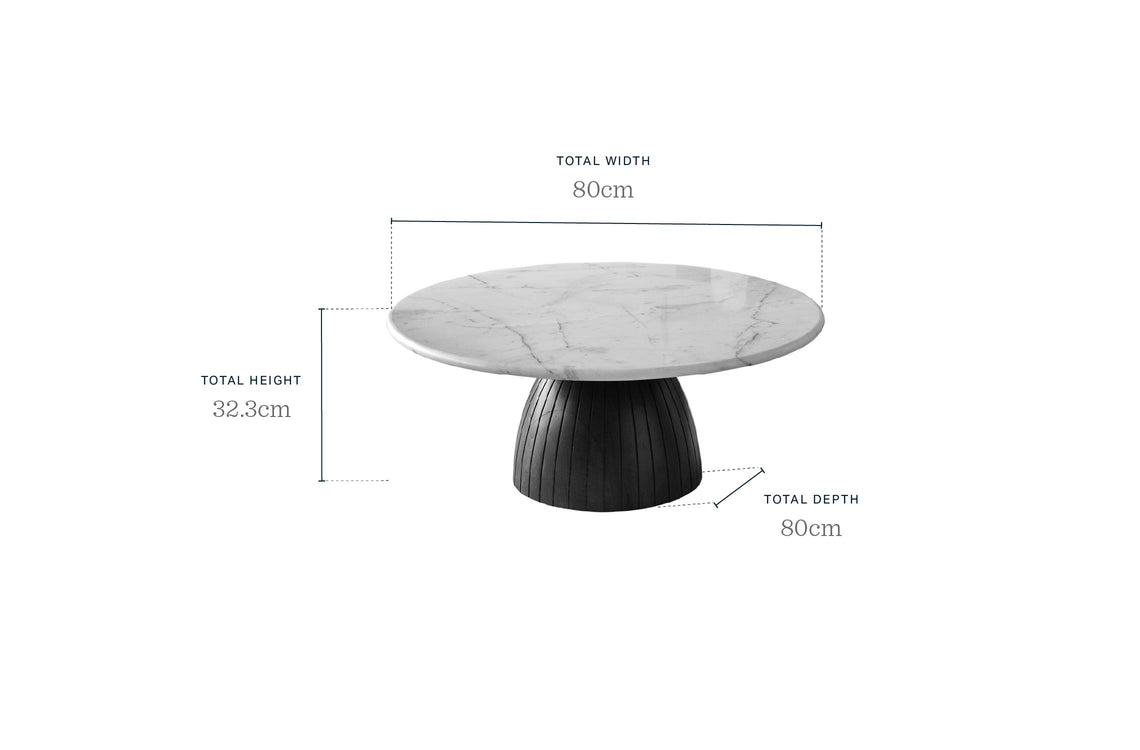Malin white marble top dark wood coffee table