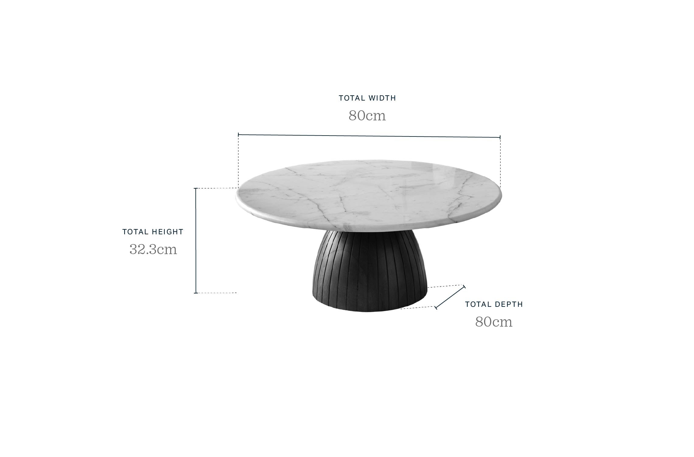 Malin white marble top dark wood coffee table