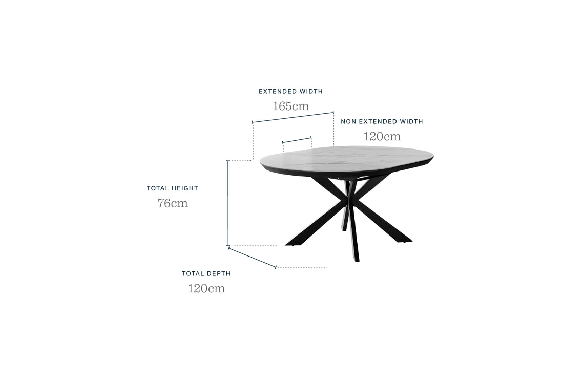 Hayden white round ceramic extending 4 to 6 dining table