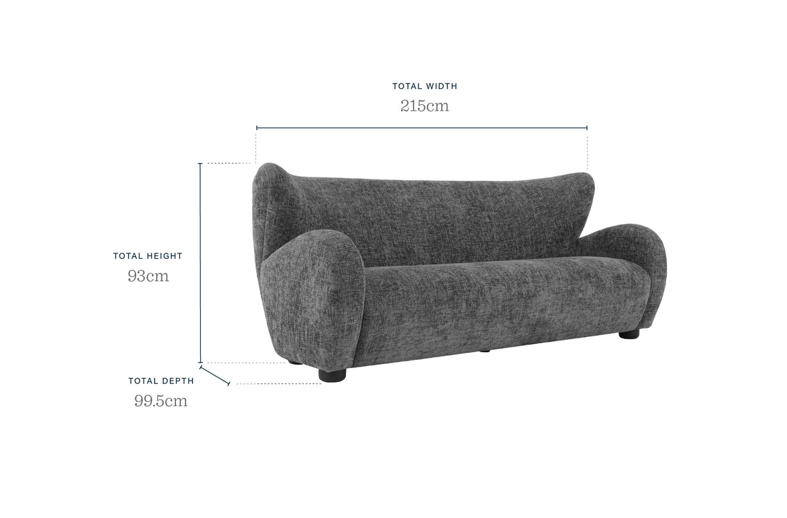 Evelyn mocha fabric 3 seater sofa
