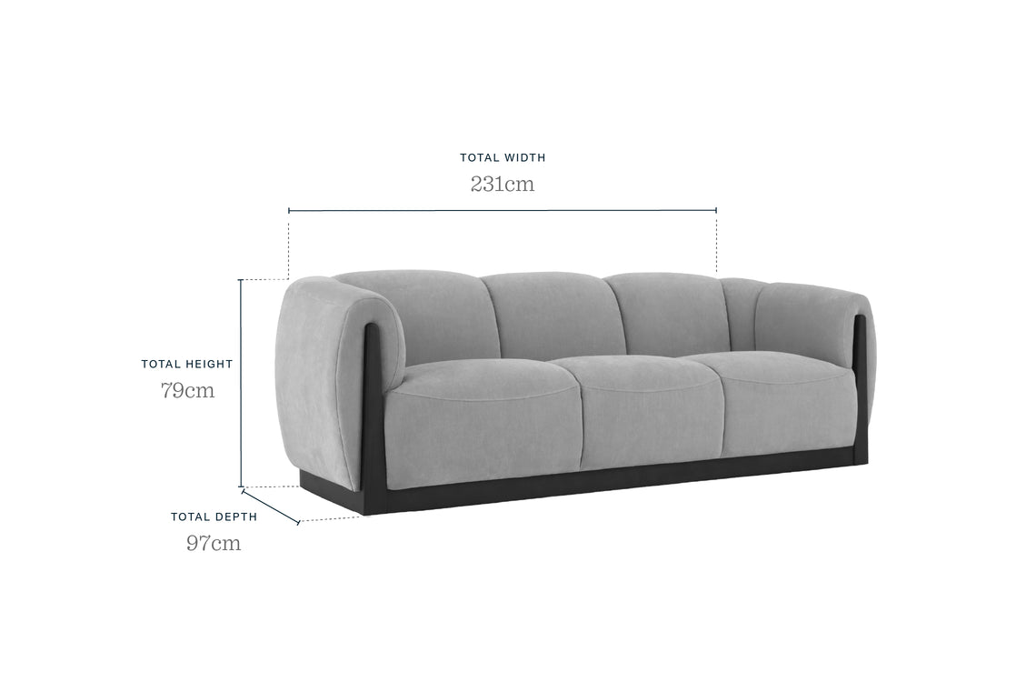 Ghế sofa 3 chỗ ngồi nhung Teagan màu sâm panh