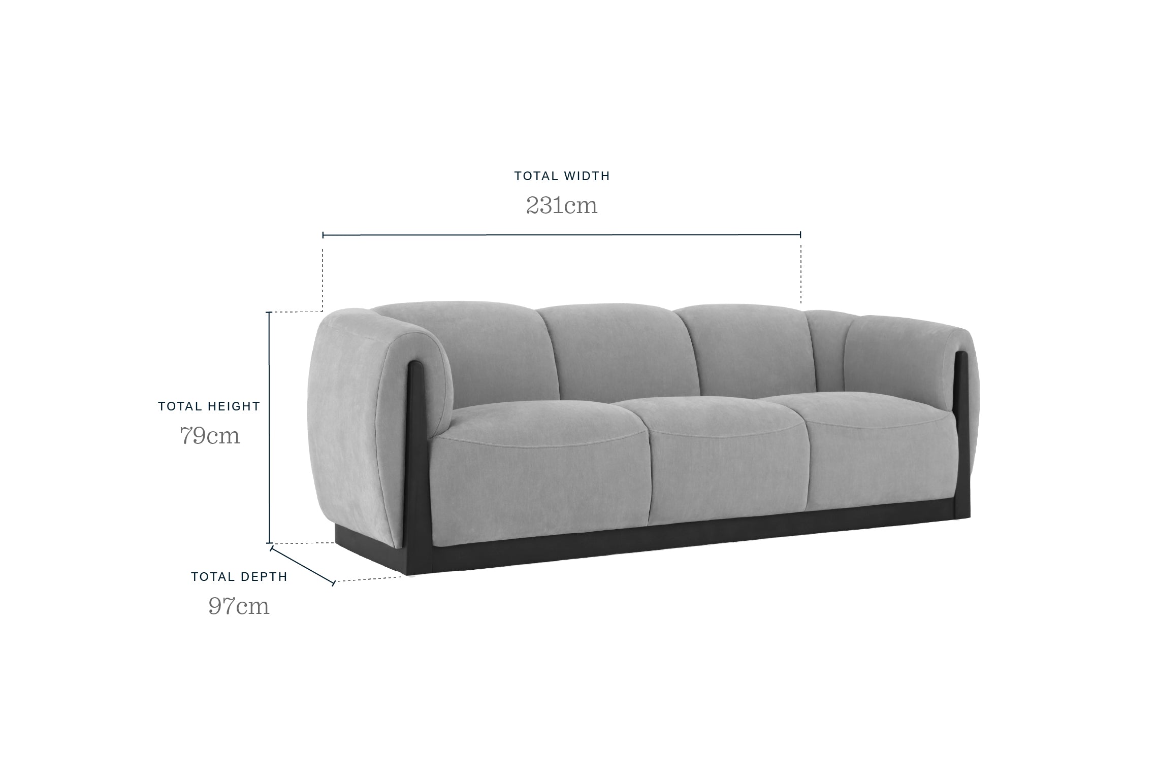Teagan champagne velvet 3 seater sofa