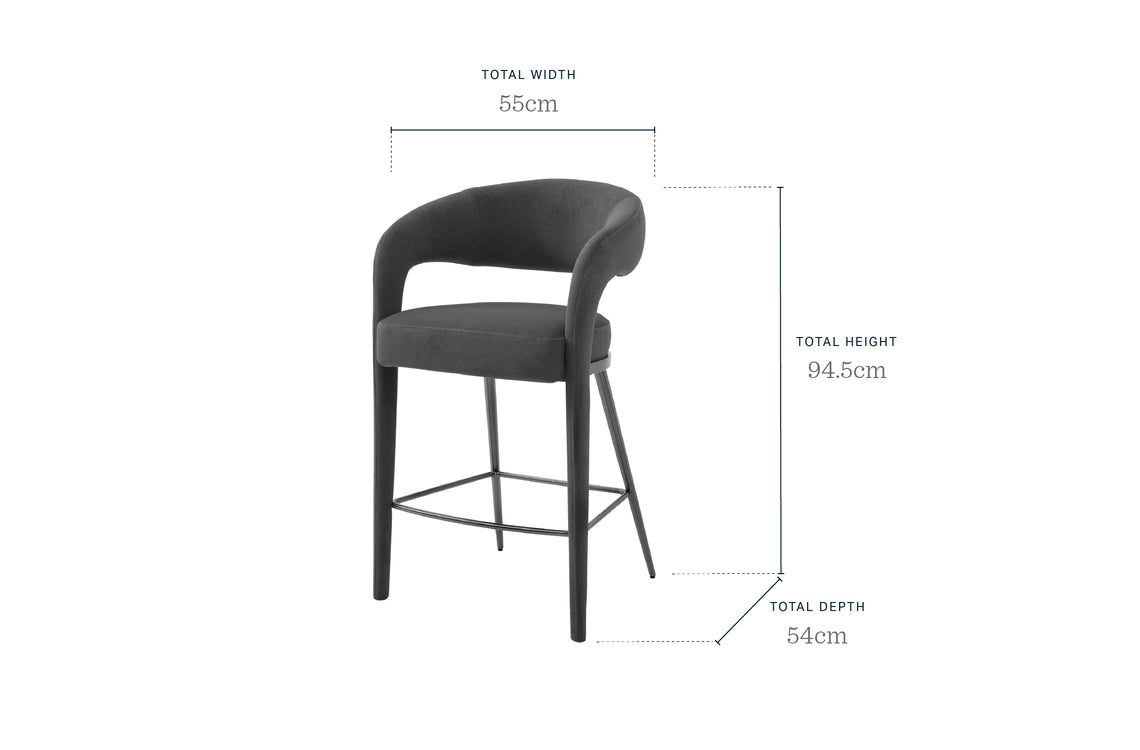Rhett champagne velvet bar stool
