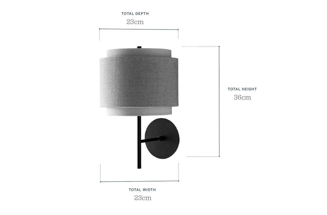 Leonie natural and mocha linen dark wood wall light