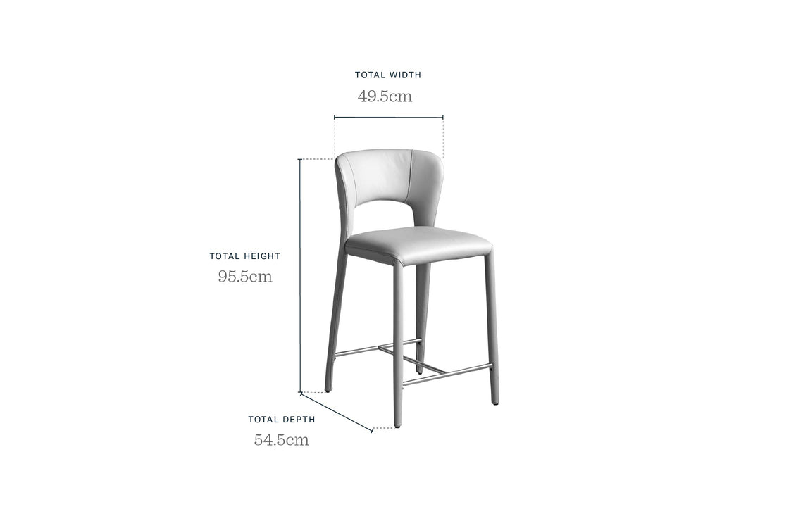 Jackson light grey leather bar stool