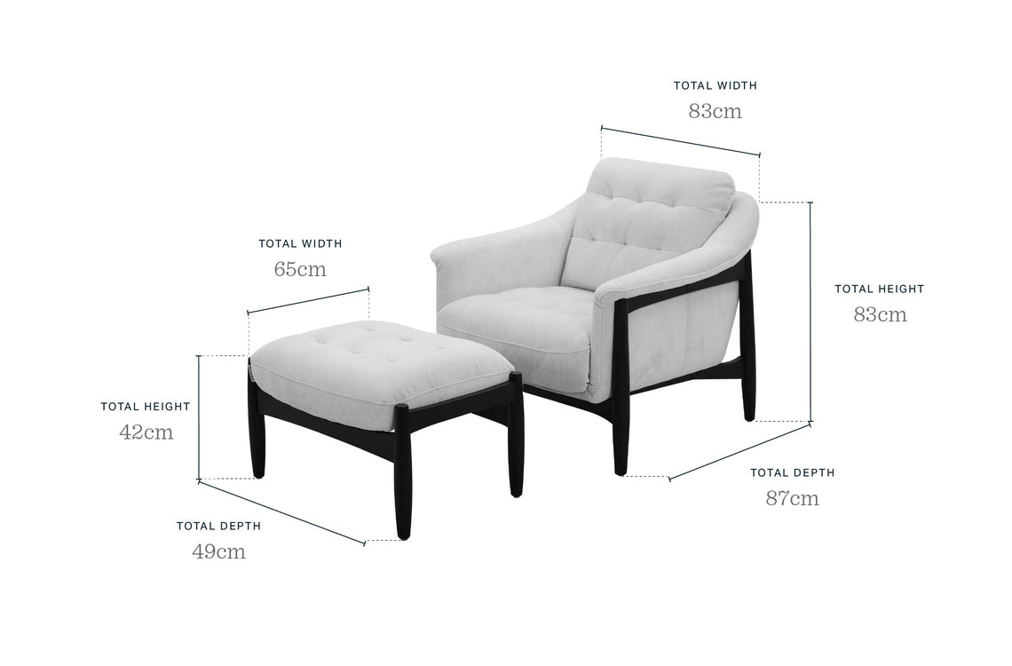 Ember tan leather occasional chair with footstool