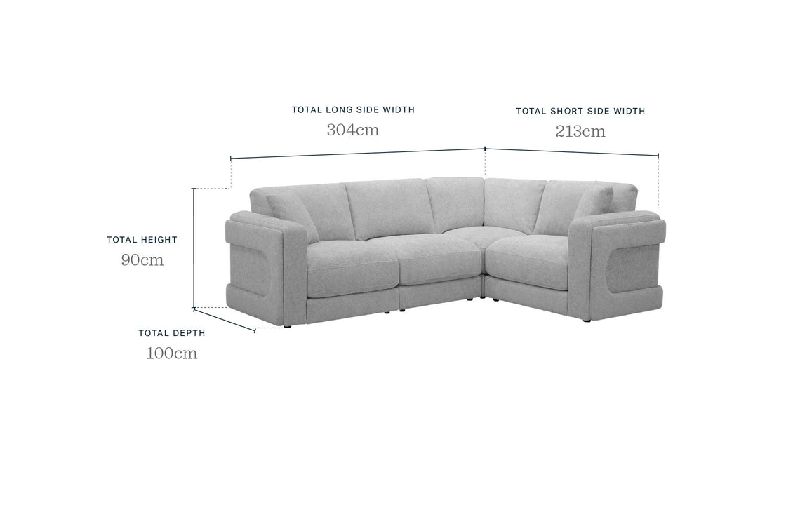 Lynetta natural grey chenille small corner sofa