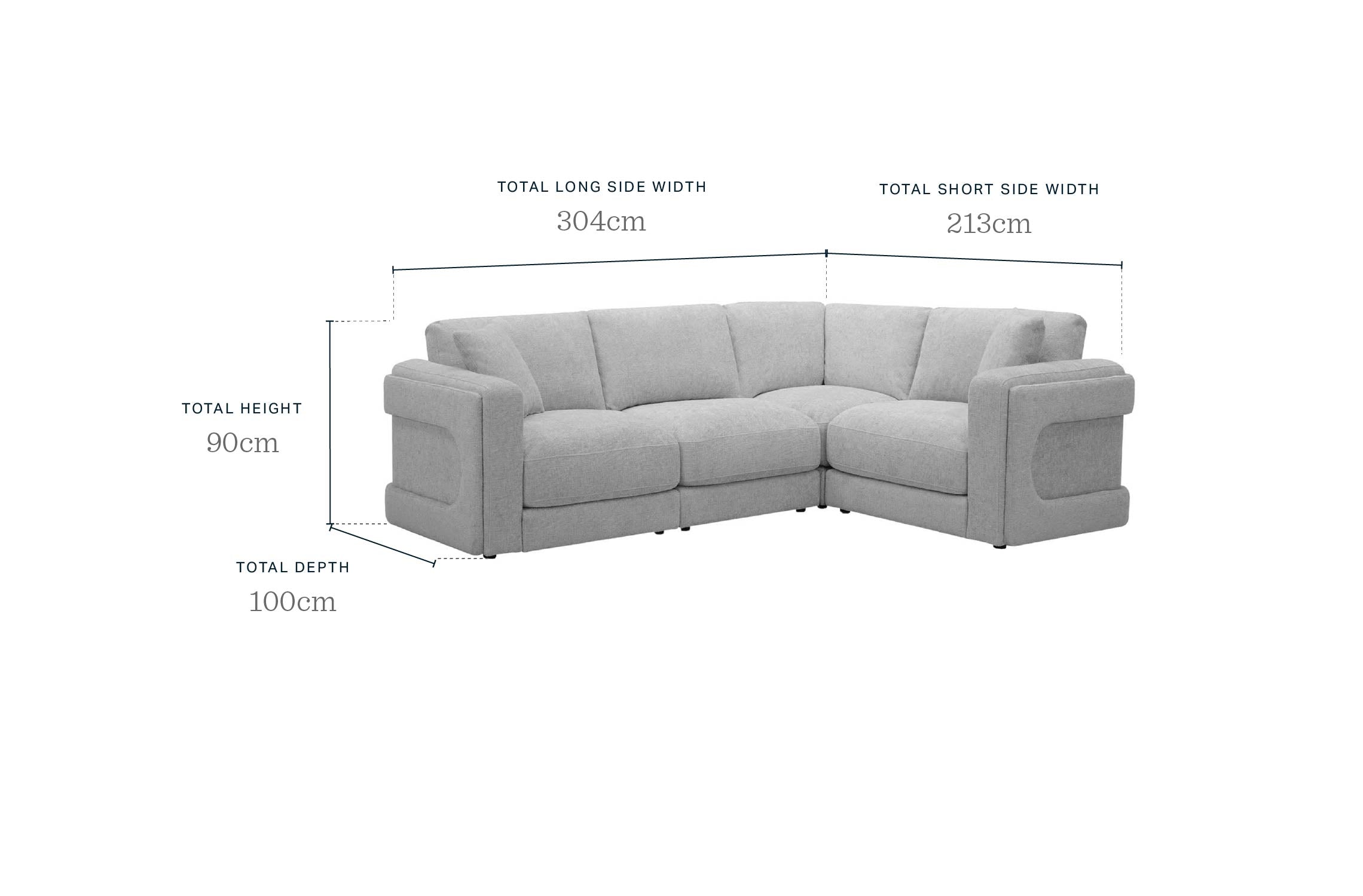 Lynetta natural grey chenille small corner sofa
