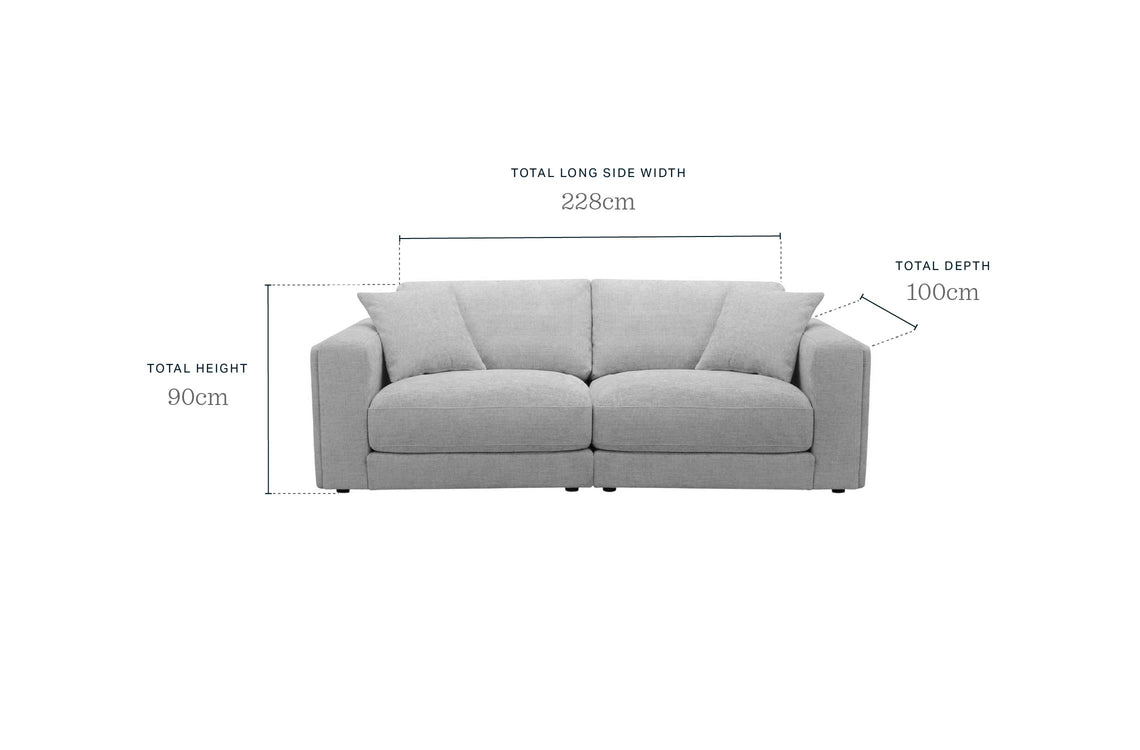 Lynetta natural grey chenille 3 seater sofa