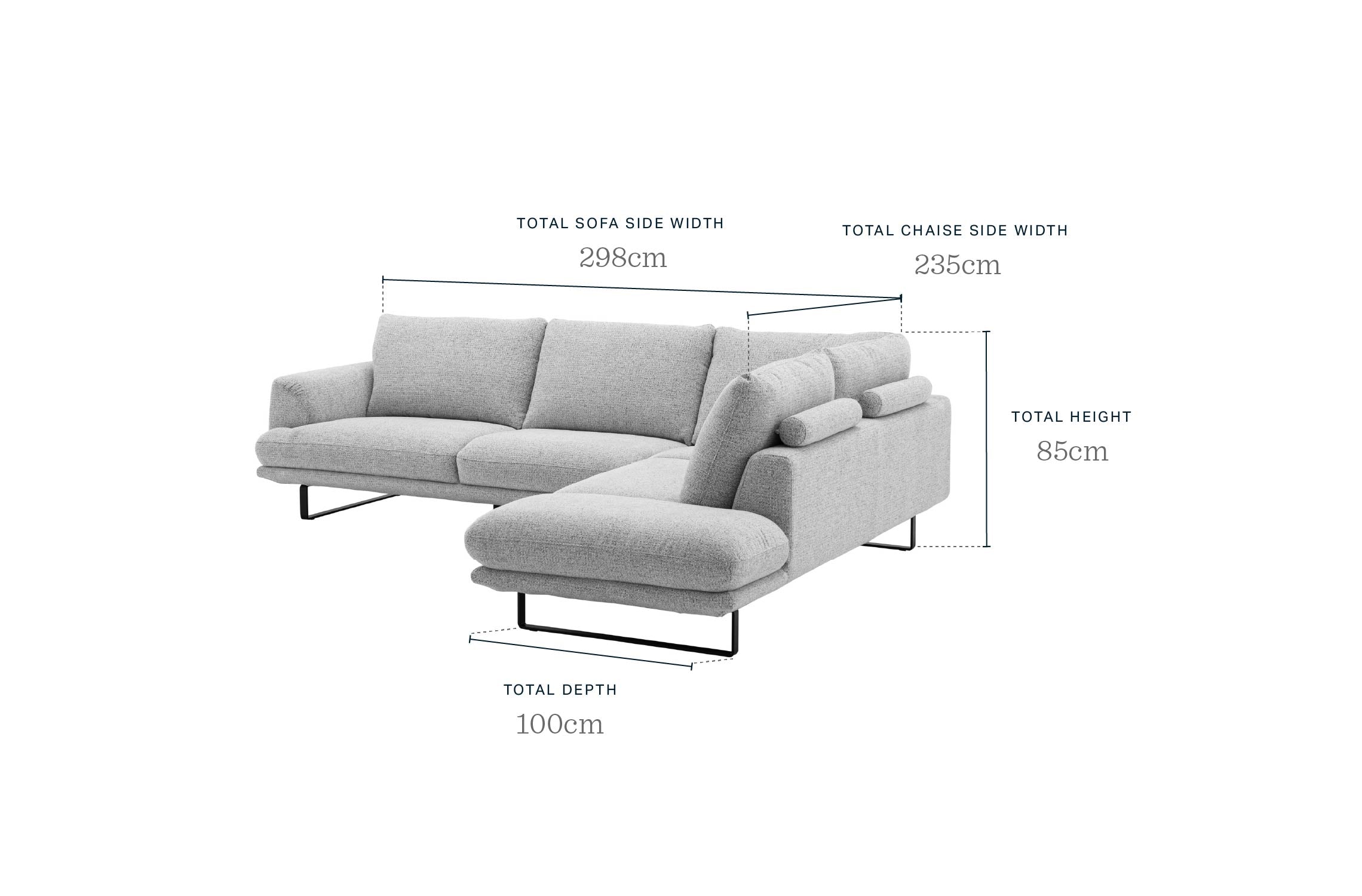 Colette natural fabric right hand corner chaise sofa