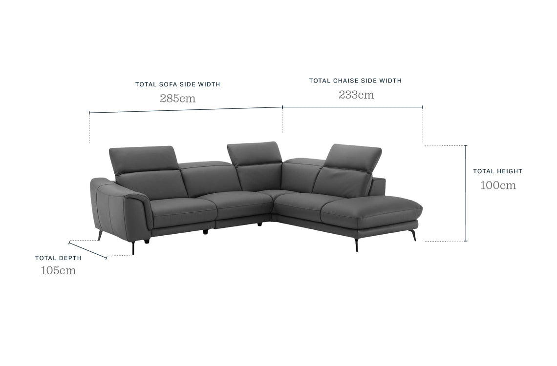 Connor natural leather right hand corner chaise sofa