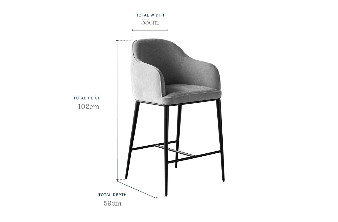 Harley natural grey chenille bar stool