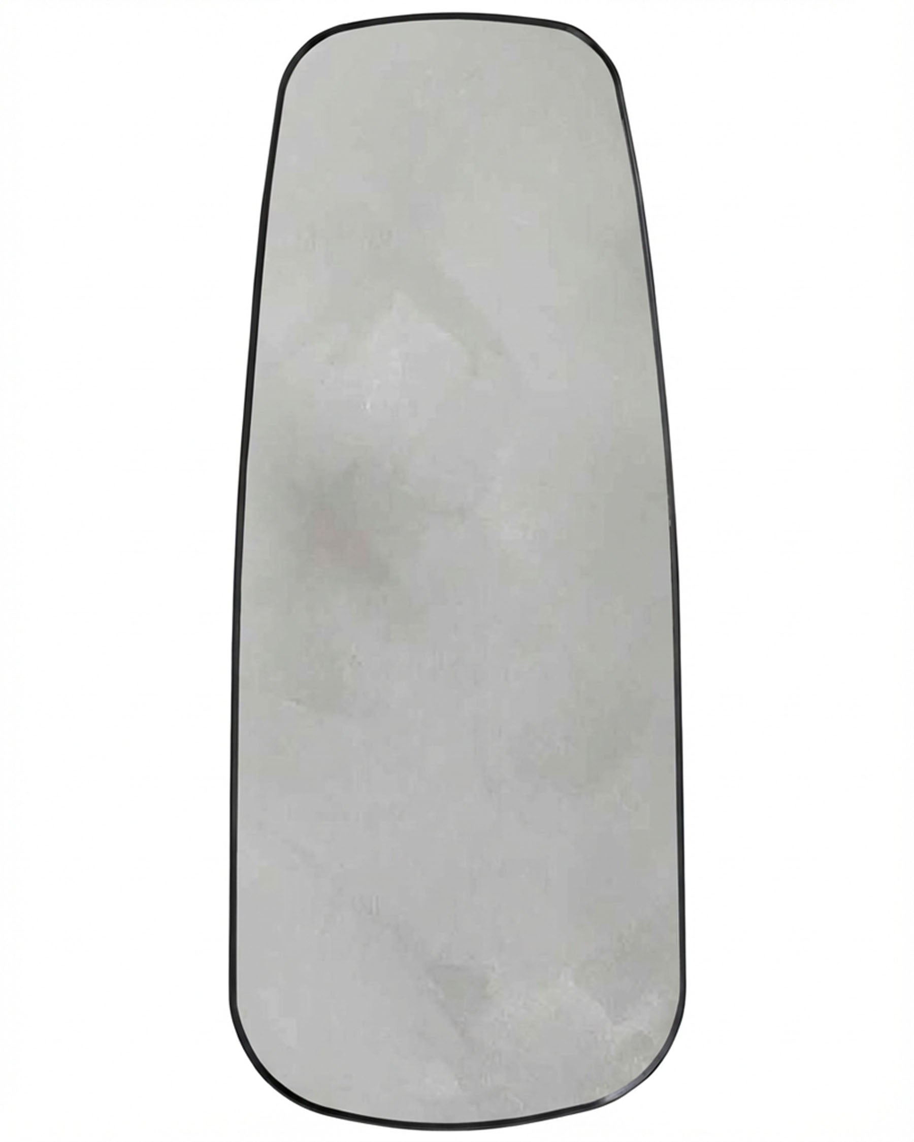 Caspian full-length leaner mirror with black frame and rounded rectangular shape, shown against white background.