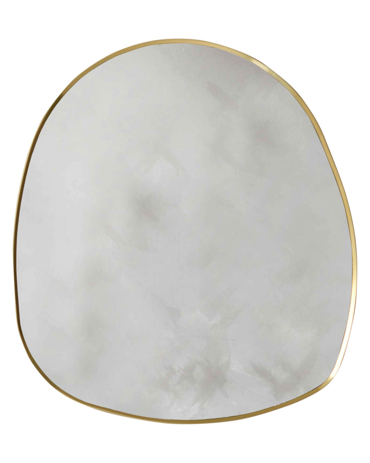 Channing pebble-shaped wall mirror with gold frame finish, displayed against white background.