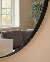 Yannis black large round wall mirror