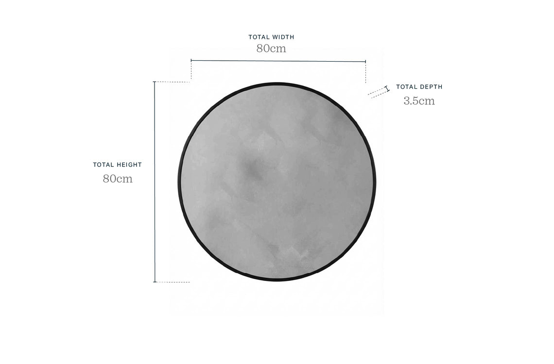 Yannis black large round wall mirror