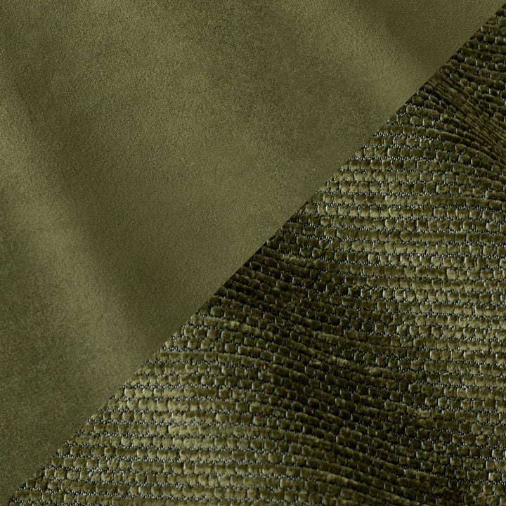 Olive Green Linear Chenille and Pistachio Green Smooth Plush Fabric
