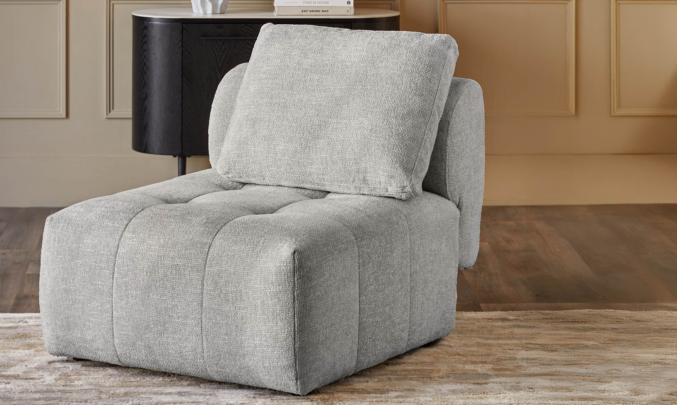 Lillian light grey fabric sofa module