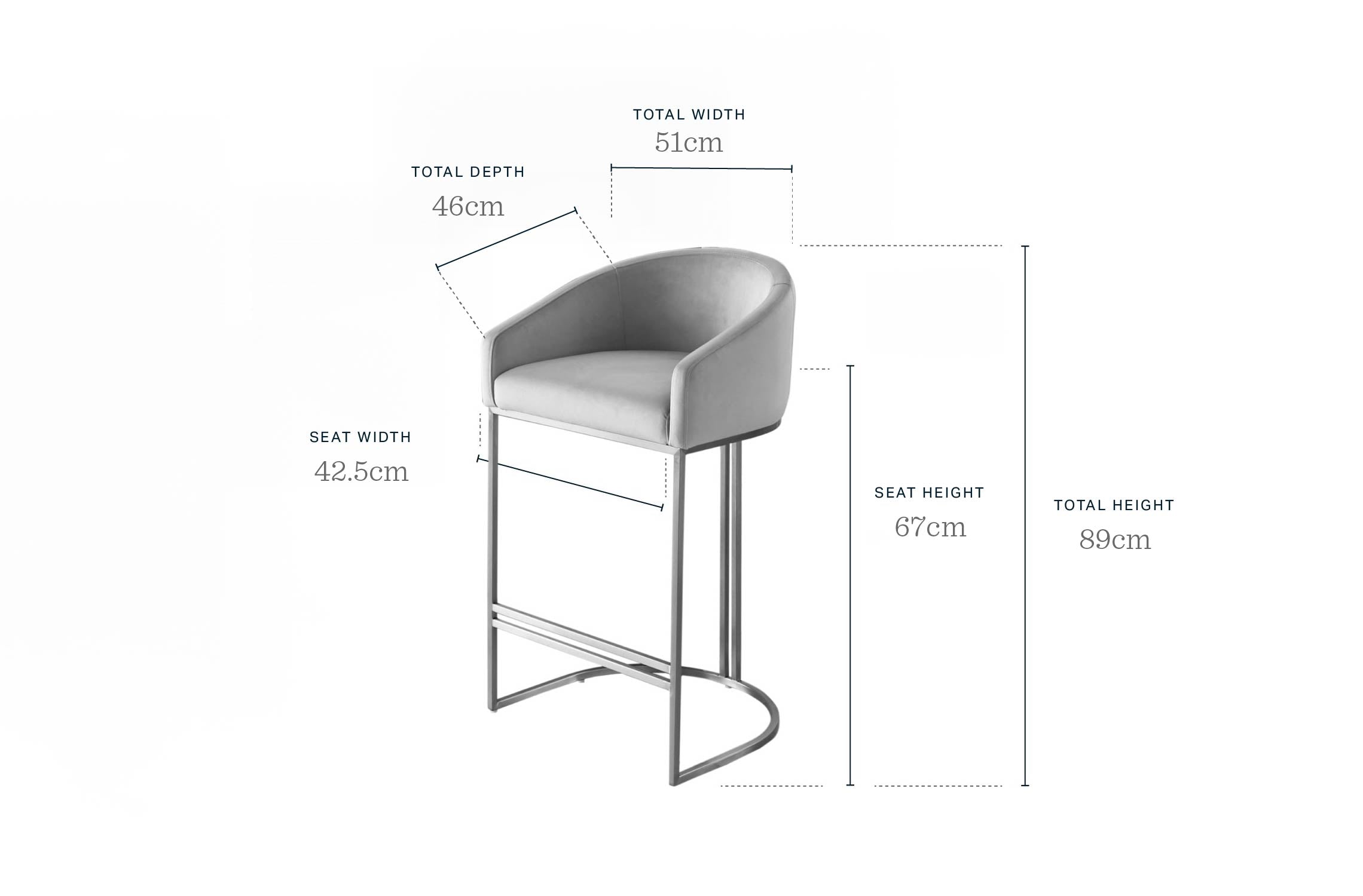 Dakota Dark Grey Velvet and Stainless Steel Bar Stool