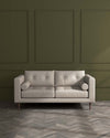 Lemmington 2 Seater Sofa Natural Boucle With Grey Wood Legs