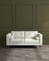 Lemmington 2 Seater Sofa Ivory Boucle With Grey Wood Legs