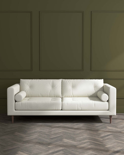 Lemmington 3 Seater Sofa Ivory Boucle With Grey Wood Legs