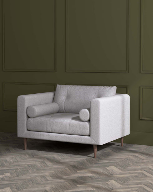 Lemmington Armchair Sofa Mid Grey Weave With Grey Wood Legs
