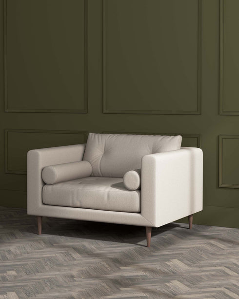 Lemmington Armchair Sofa Natural Boucle With Grey Wood Legs