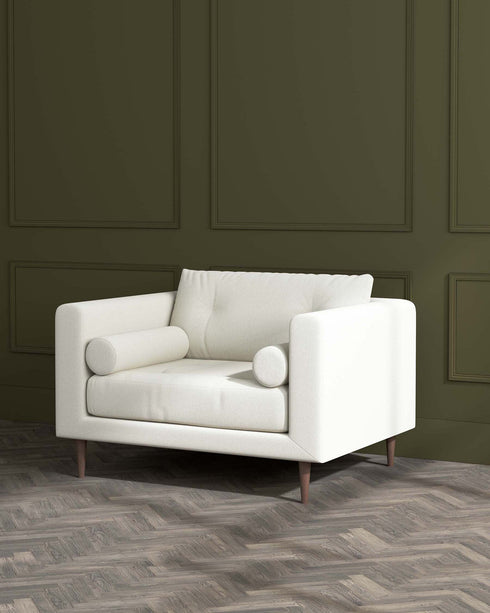 Lemmington Armchair Sofa Ivory Boucle With Grey Wood Legs