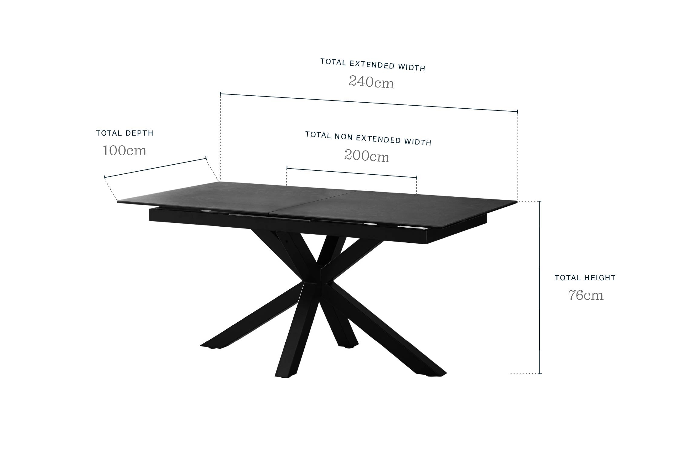 Riley Dark Grey Ceramic Extending 8 to 10 Seater Dining Table