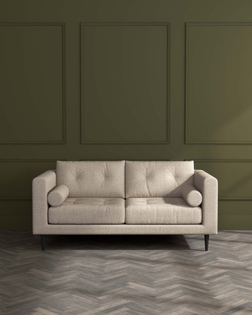 Lemmington 2 Seater Sofa Natural Weave With Black Wood Legs