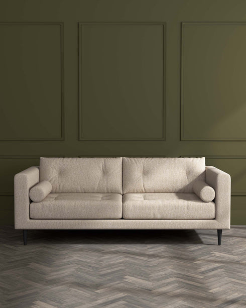 Lemmington 3 Seater Sofa Natural Weave With Black Wood Legs